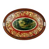 A Regency Painted & Parcel Gilt Oval Tole Tray