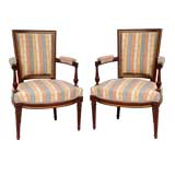 Antique A Pair of George III Style Mahogany 
Brass Mounted Armchairs