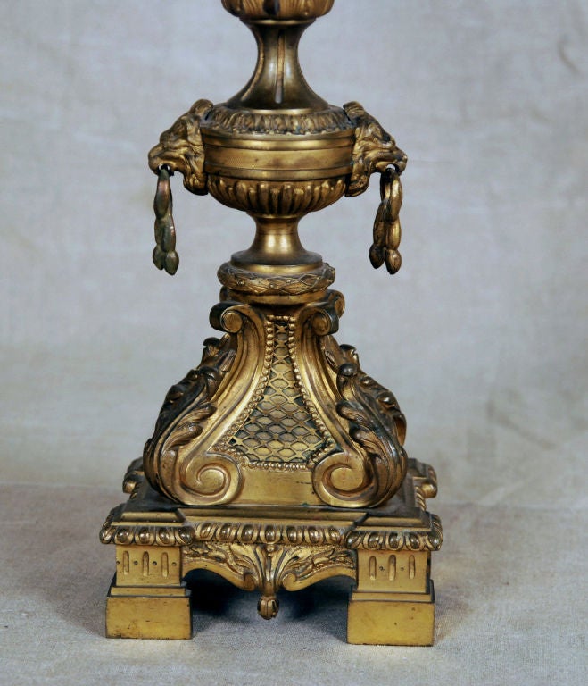 A Fine Pair of Rococo Gilt Bronze Five Arm Bouillote Lamps In Excellent Condition For Sale In Sheffield, MA