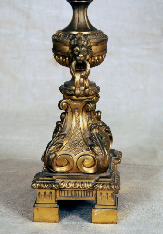 A Fine Pair of Rococo Gilt Bronze Five Arm Bouillote Lamps For Sale 2
