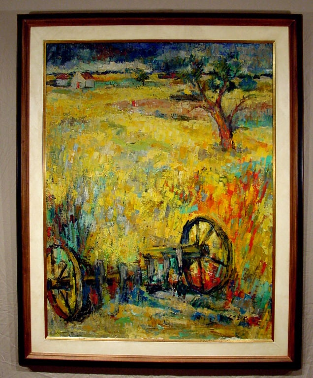 Oil on canvas

Signed 

47 by 37 in.  w/frame 54 by 44 in.

Richard Bellias was born in Paris in 1921 and died in 1974.  He studied at the Acadamies libres in Paris.  He was a student of Othon Friesz at the Academie de la Grande Chaumiere and