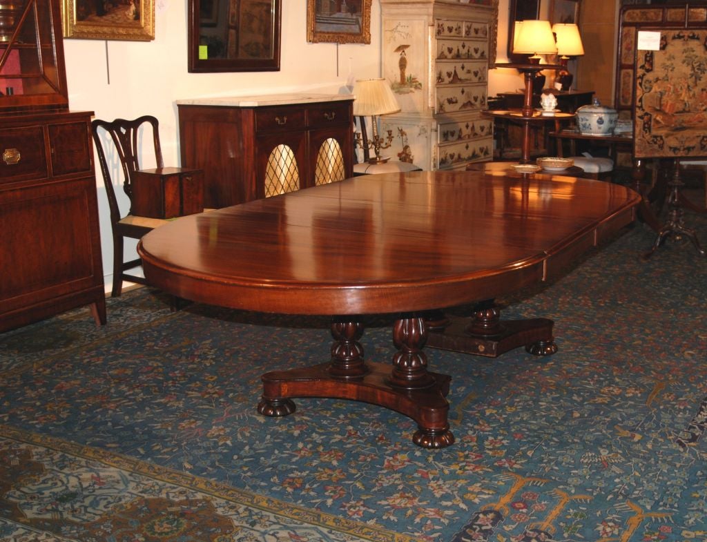 19th Century A Fine English Mahogany Extending Round Dining Table