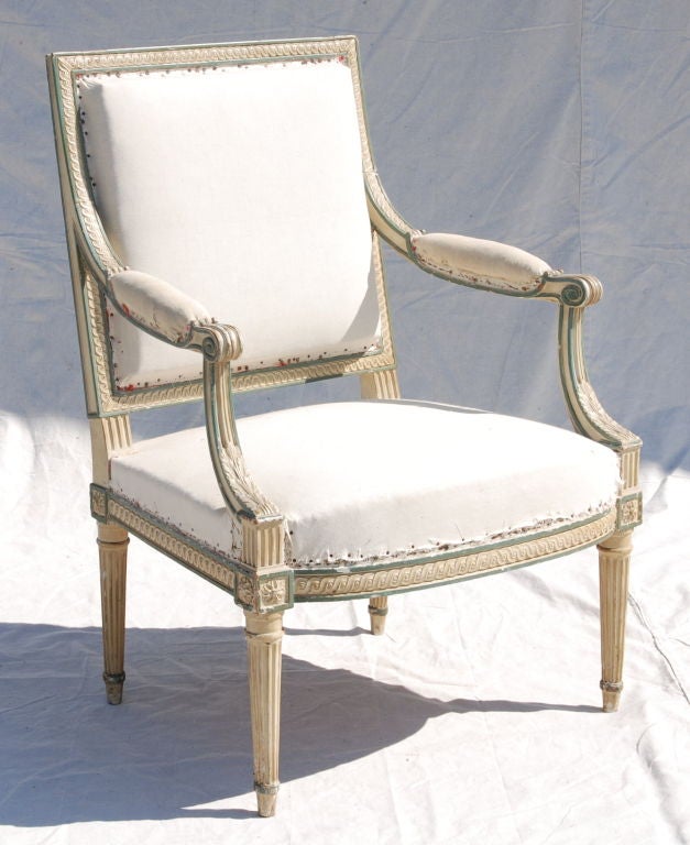 A Set of Four Louis XVI Painted Fauteuils Attributed Claude Sene