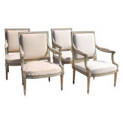 A Set of Four Louis XVI Painted Fauteuils Attributed Claude Sene