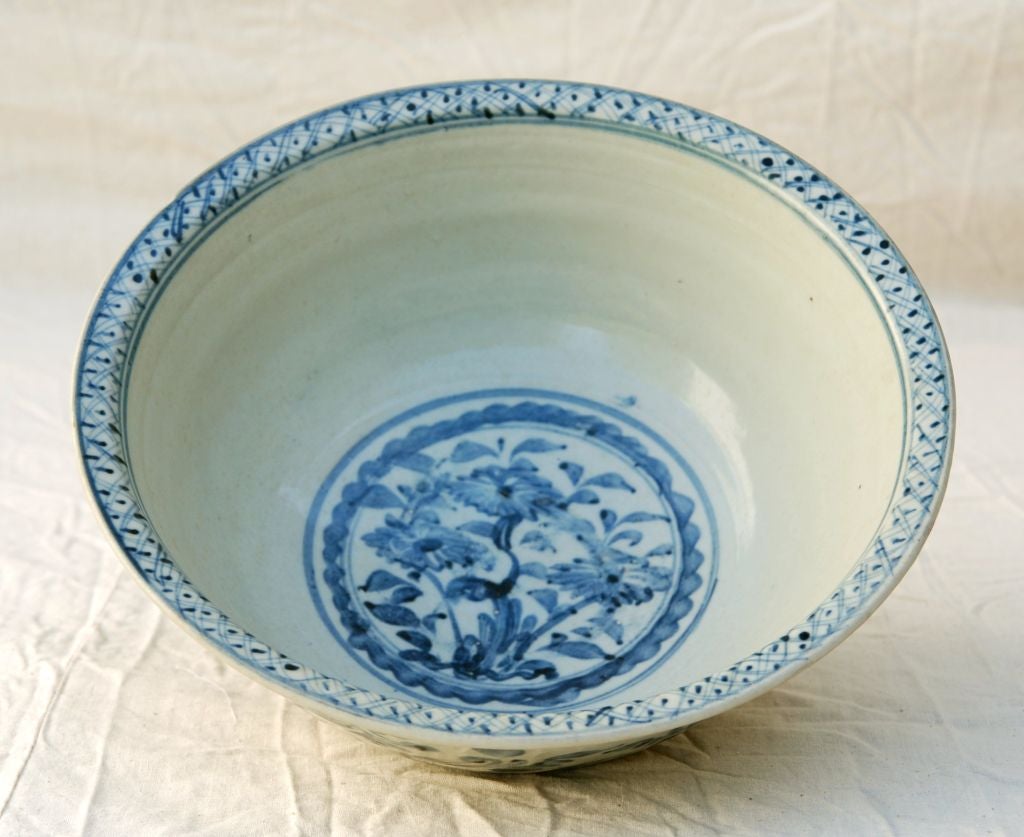 Painted with floral decorations throughtout<br />
<br />
Height 5 in.<br />
Diameter 12 ½ in.<br />
<br />
Provenance: Chait Galleries; Private Collection, New York