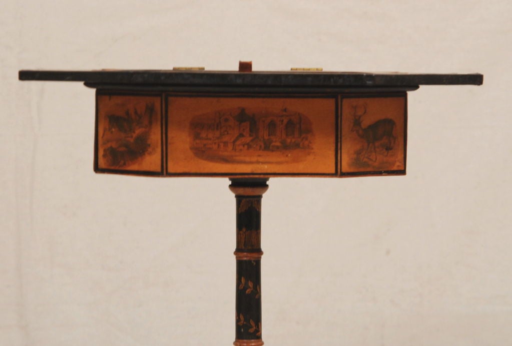 A Fine Regency Penwork & Painted Stand Attributed toJohn Bromely In Good Condition For Sale In Sheffield, MA