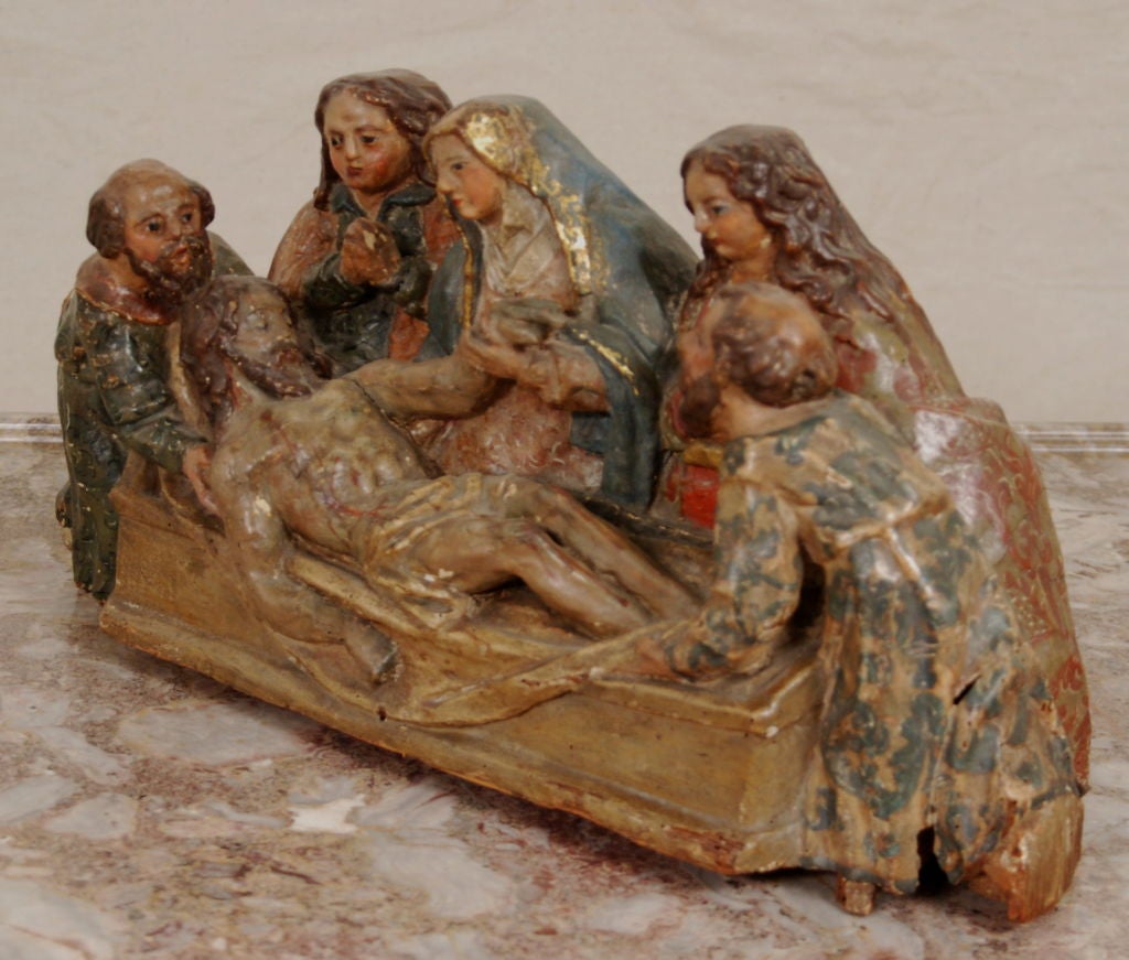 A Flemish Polychrome Decorated Carved Wood Figure of the Pieta 1
