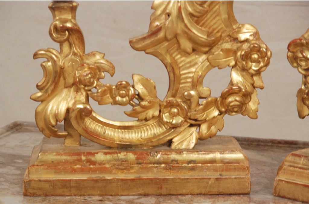 A Fine Pair of Baroque Giltwood Two Arm Altar Sticks In Excellent Condition For Sale In Sheffield, MA