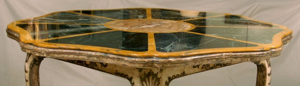 A Rare Italian Rococo White Painted & Silver Gilt Center Table In Excellent Condition In Sheffield, MA
