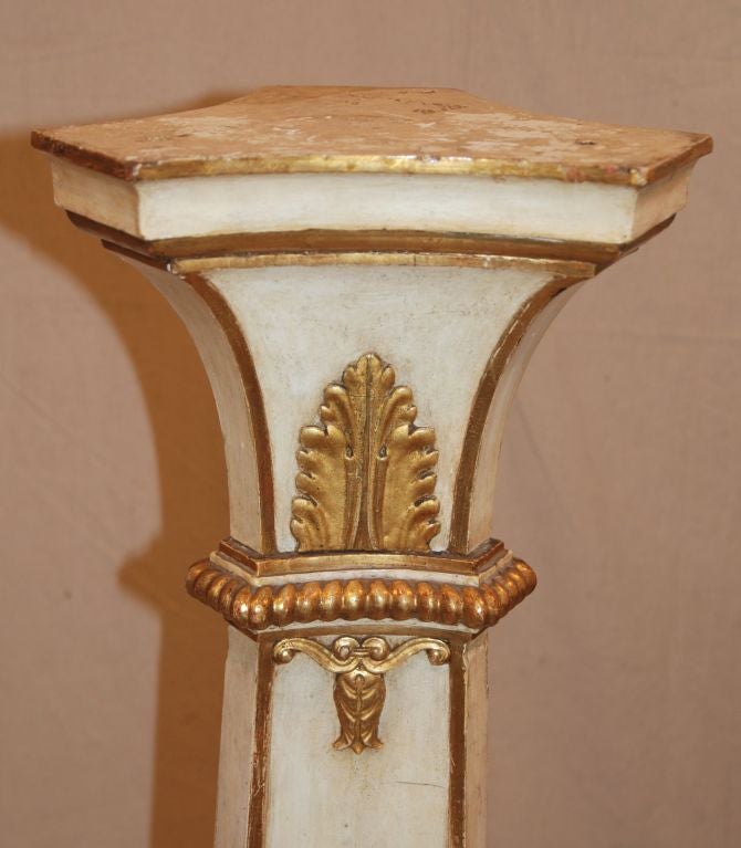 A Pair of Italian Piedmontese Painted and Gilded Columns 1