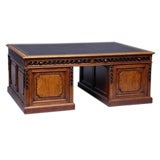 Antique A George III Pollard Oak Pedestal Partners Desk