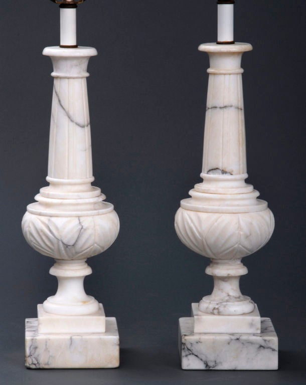 Pair Alabaster Lamps