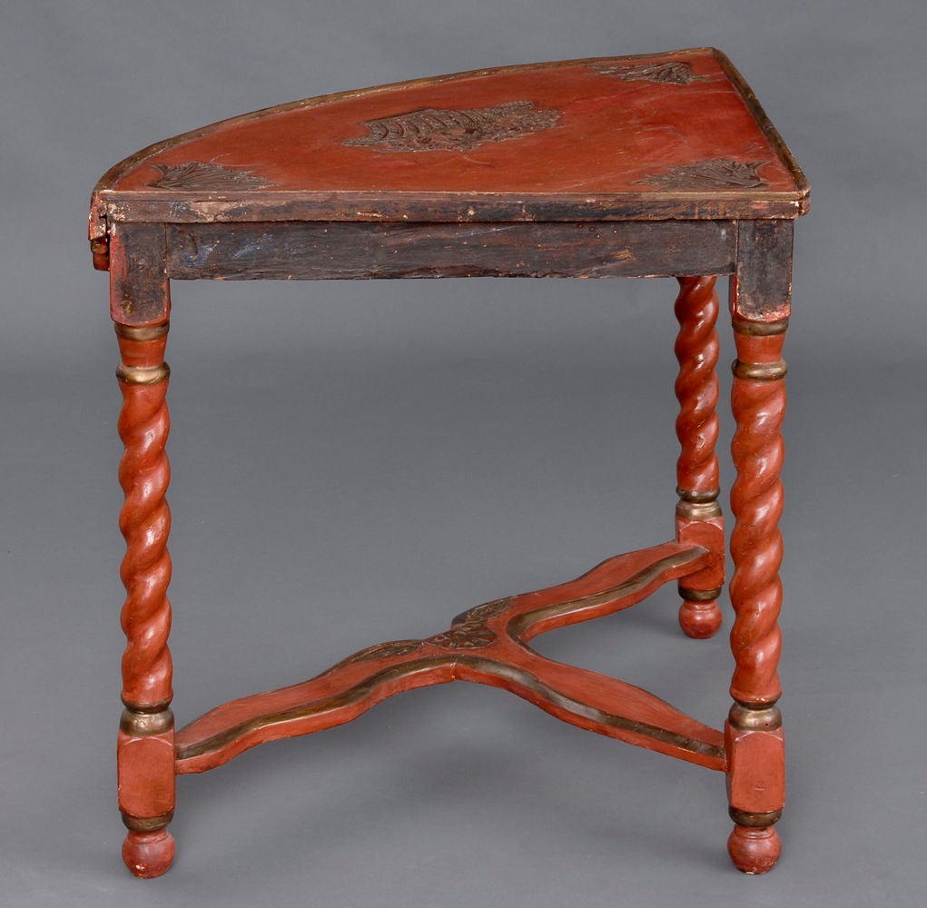French Red Lacquer Corner Table For Sale at 1stDibs