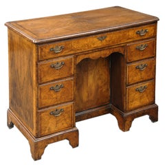 Antique English Walnut Ladies Kneehole Desk