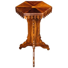 Antique Tourist Souvenir Pedestal Tripod Table