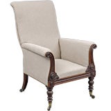English William IV Rosewood Library Armchair