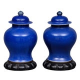 Pair Chinese Cobalt Blue Vases