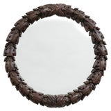 English Carved Dark Oak Mirror