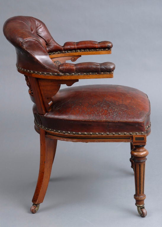 19th Century English Victorian Oak Desk Chair