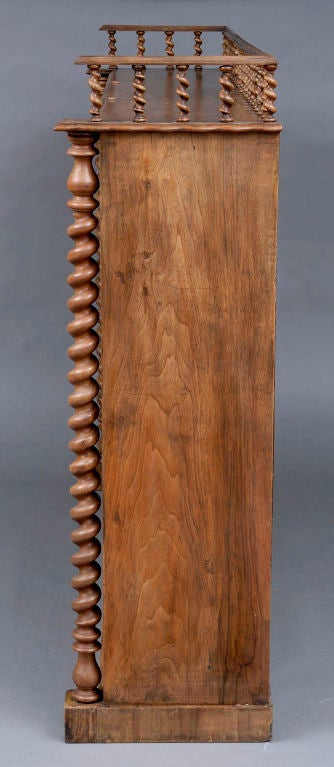 Carved English Walnut Open Bookcase