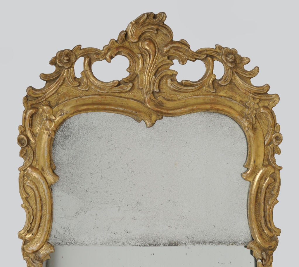 Dutch Rococo giltwood pier mirror with two mirror plates.

The bottom plate is old but replaced.