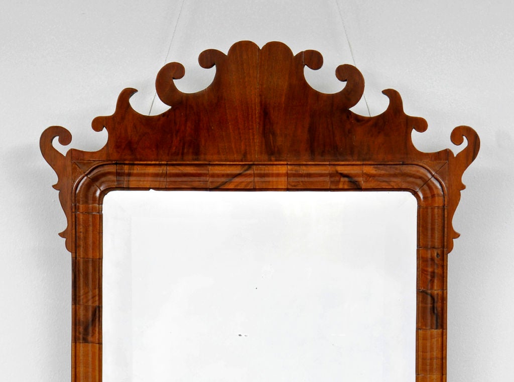 English George III Walnut Fret Mirror