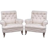 English Pair Victorian Club Chairs