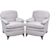 English Pair Victorian Club Chairs