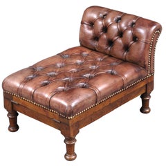 English Double Action Leather Gout Stool
