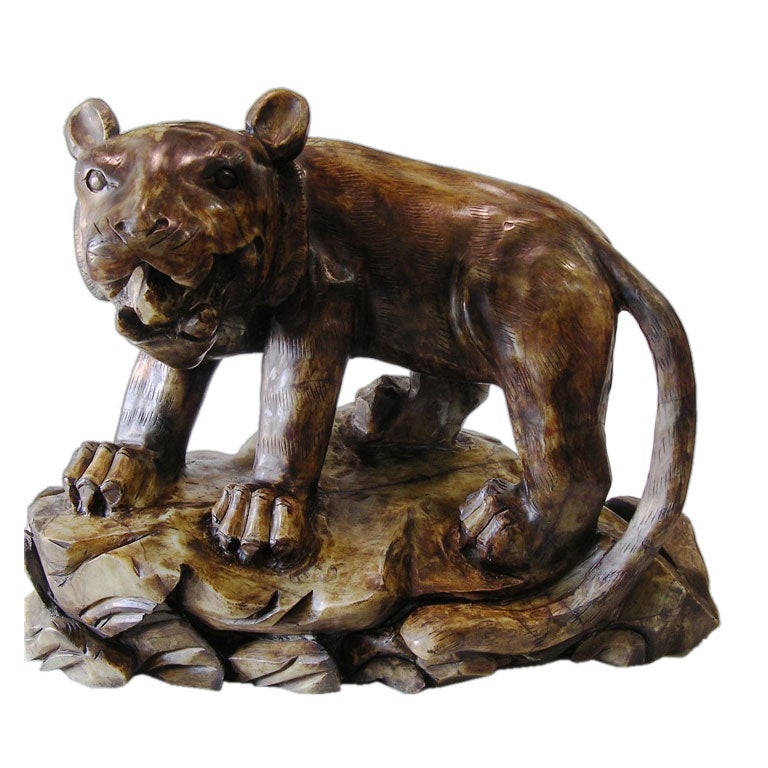 Antique Stone Carved Tiger