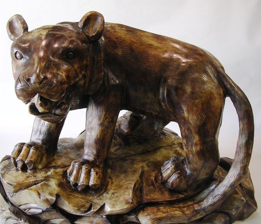 Malaysian Antique Stone Carved Tiger