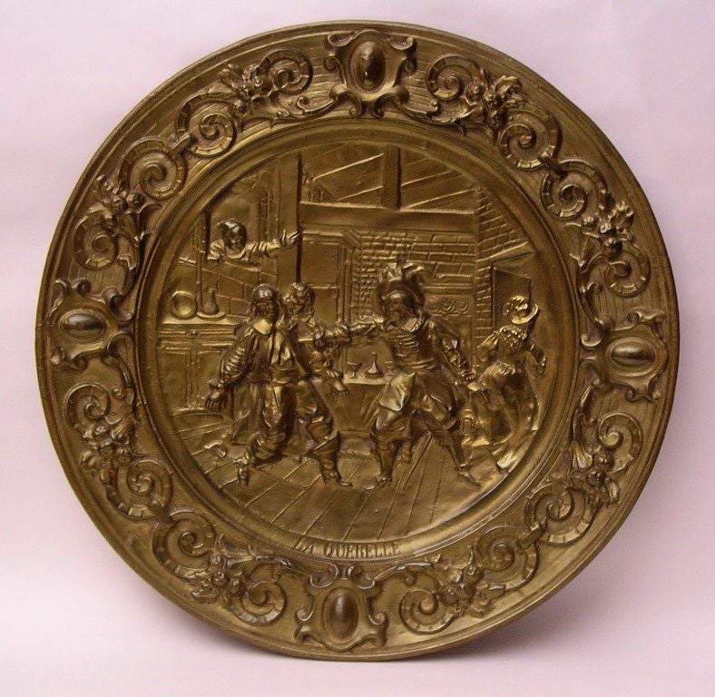 Pair of Large Brass Decorative Plates at 1stDibs