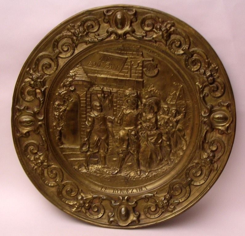 Pair of Large Brass Decorative Plates at 1stDibs
