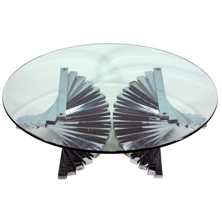 Chrome Double Helix Stair Step Coffee Table