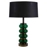 Large Four Section Stacking Green Glass Table Lamps by Hanson