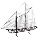 Chromed Steel Curtis Jere Two Mast Sloop Sculpture