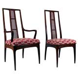 High Caned Back Set of Dining Chairs by John Stewart