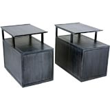 Pair of Large Dunbar End Tables in Limed Finish Under  Ebony
