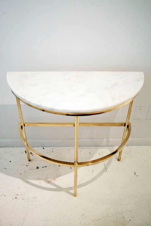 Demi-Lune Marble and Brass Entrance Console