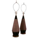 Pair of California-Style Conical Table Lamps