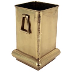 Vintage Stately Brass Bin with Handles