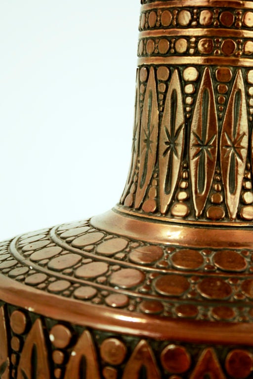 20th Century A Pair of Morrocan-Inspired Copper Ceramic Table Lamps