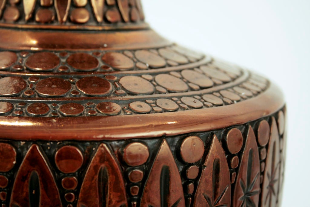 A Pair of Morrocan-Inspired Copper Ceramic Table Lamps 1