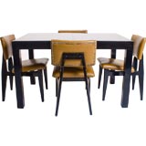 George Nelson Expandable Dining Table and Four Chairs