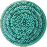Nautilus Pattern Multi Green Ceramic Dish signed AMK