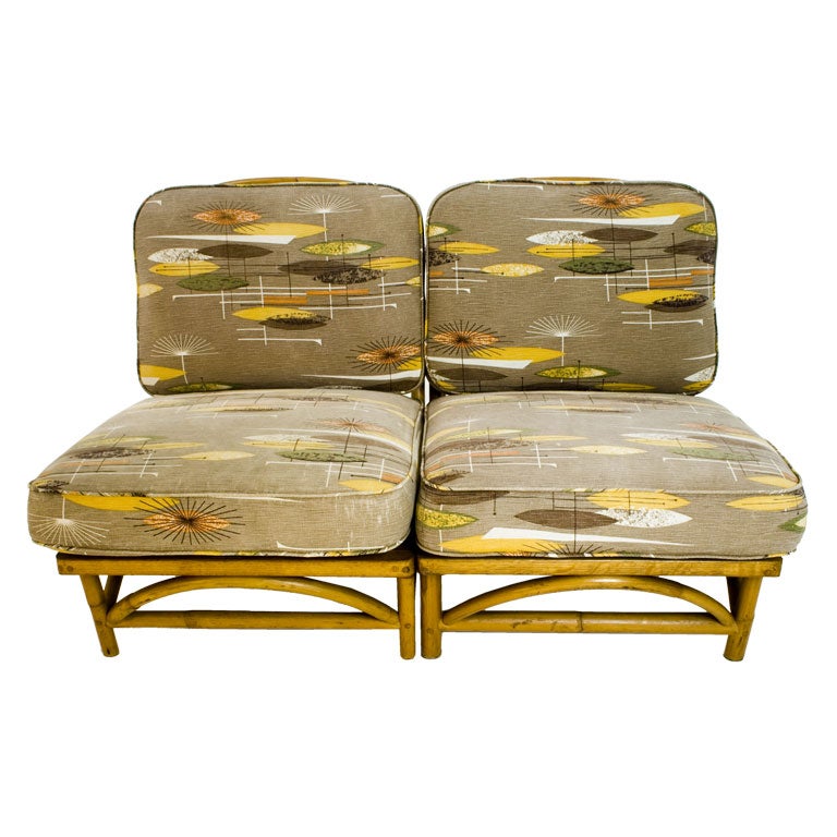 Pair of Ritts Company Armless Rattan Chairs