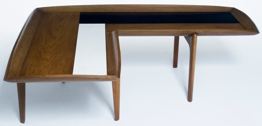 L-Shape Wood, Black and White Block Coffee Table