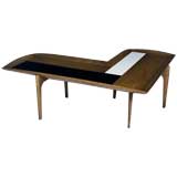 L-Shape Wood, Black and White Block Coffee Table