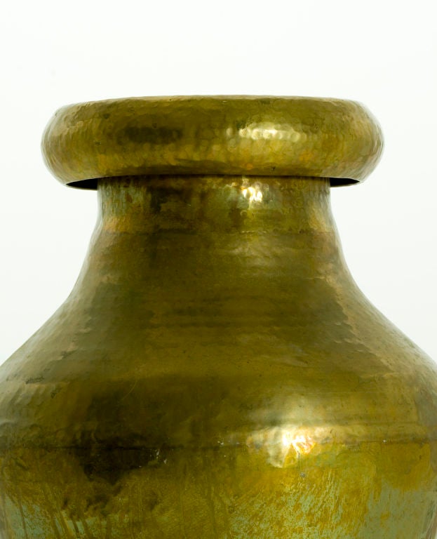 Hammered Indian Brass Water Vessel For Sale