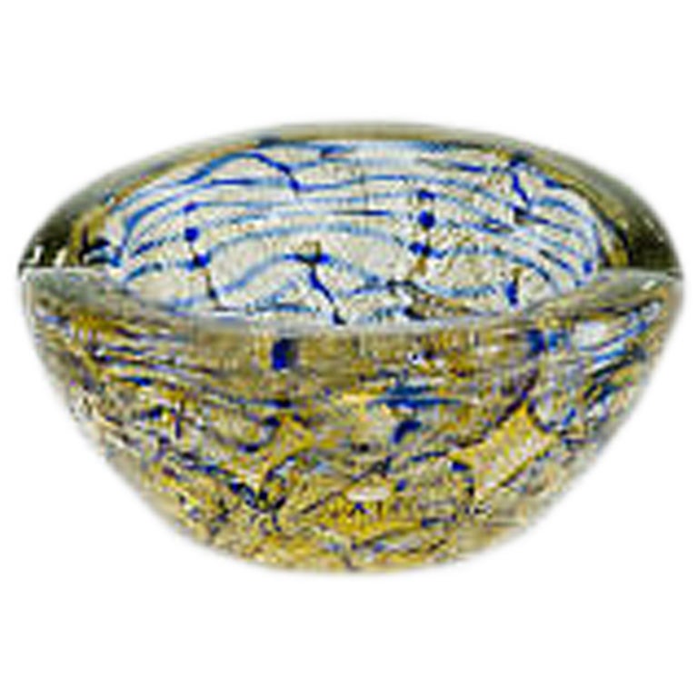 Murano Cobalt and Gold Foil Ashtray